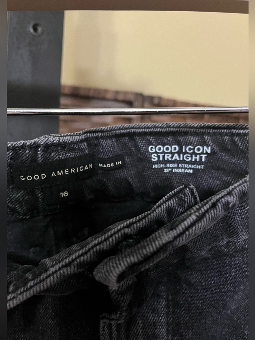 NEW Good American Good Icon Straight Crystal Black Jeans – Size 16 - Picture 7 of 11